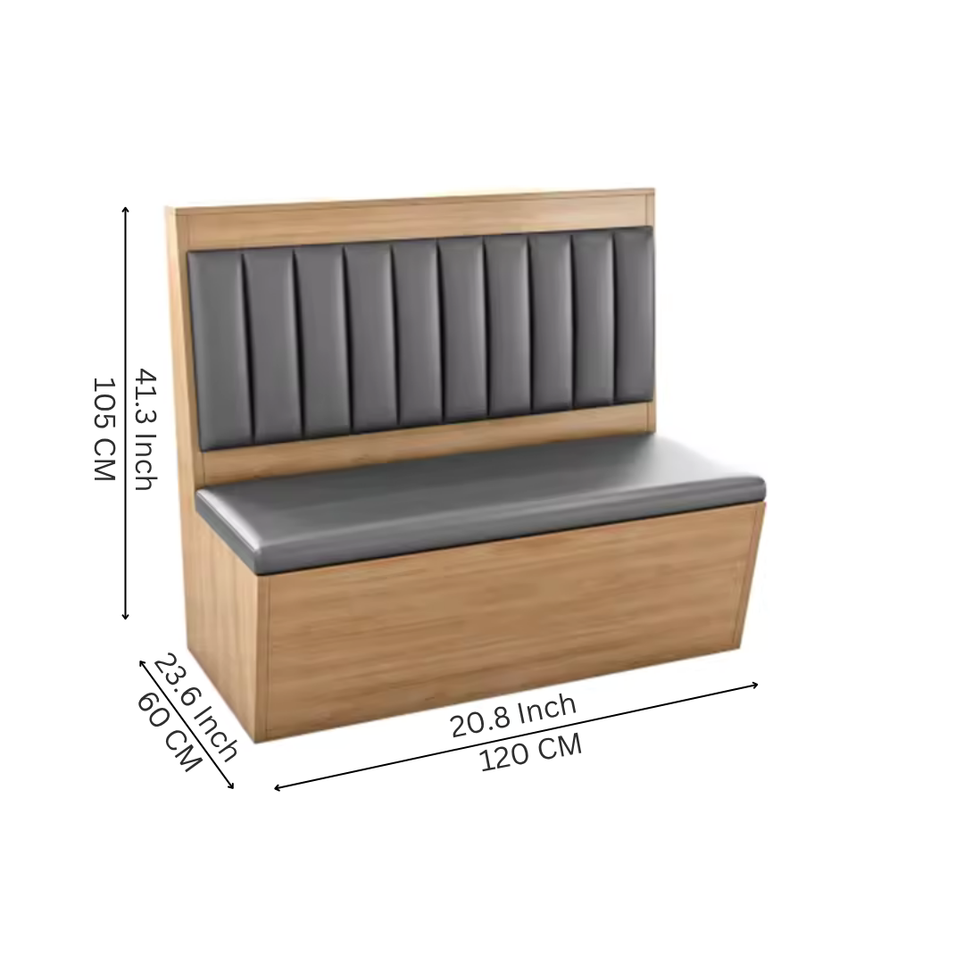 Zenon Modern Oak & Charcoal Channel-Tufted Dining Booth