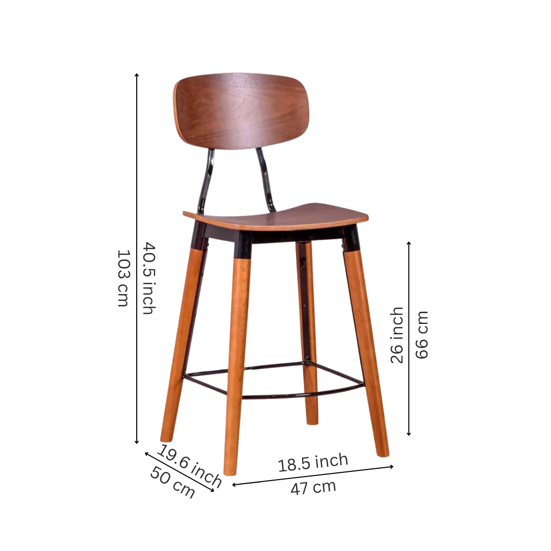 Walnut Modern Industrial Counter Stool