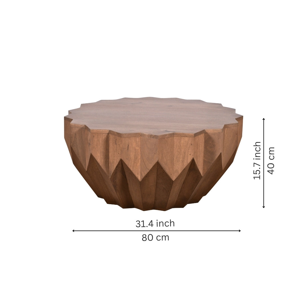 Faceted Geometric Wooden Coffee Table