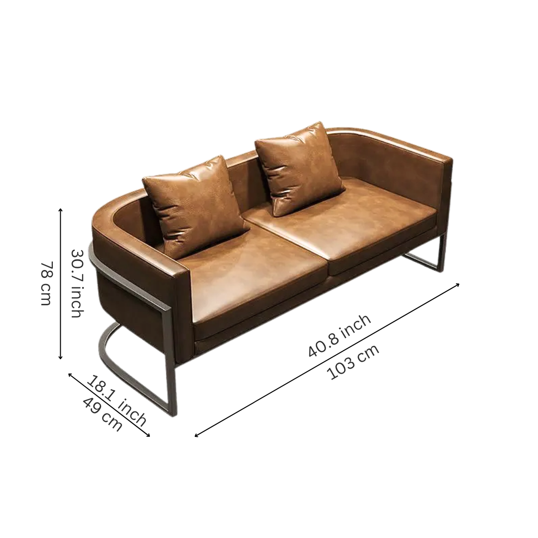Arlo Modern 2-Seater Sofa With Settee in Cognac Leather