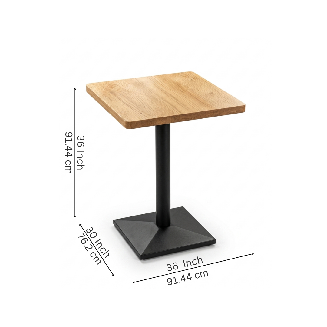 Square Oak Café Table with Pedestal Base