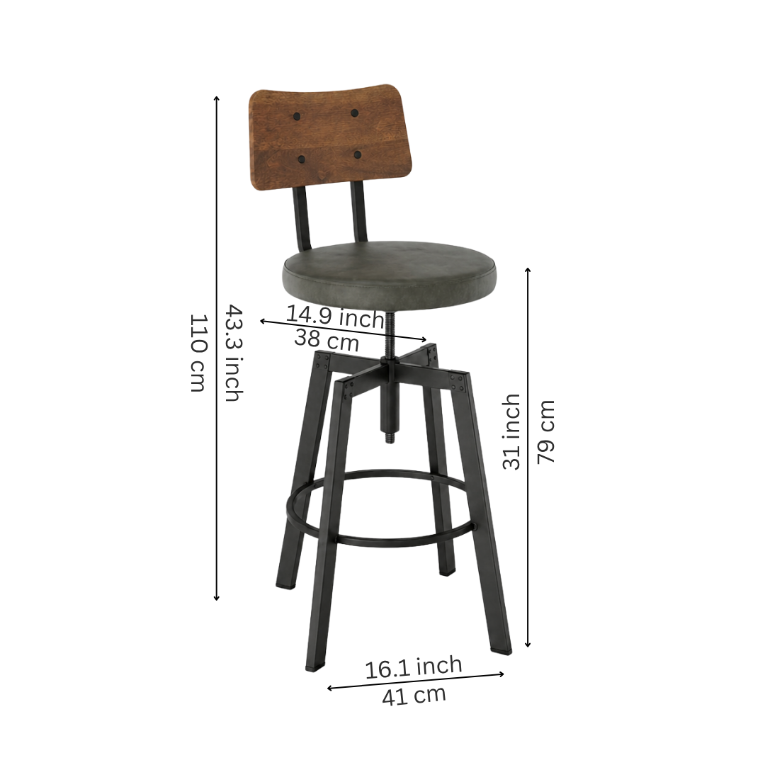 Modern Wooden Seat Adjustable Stool