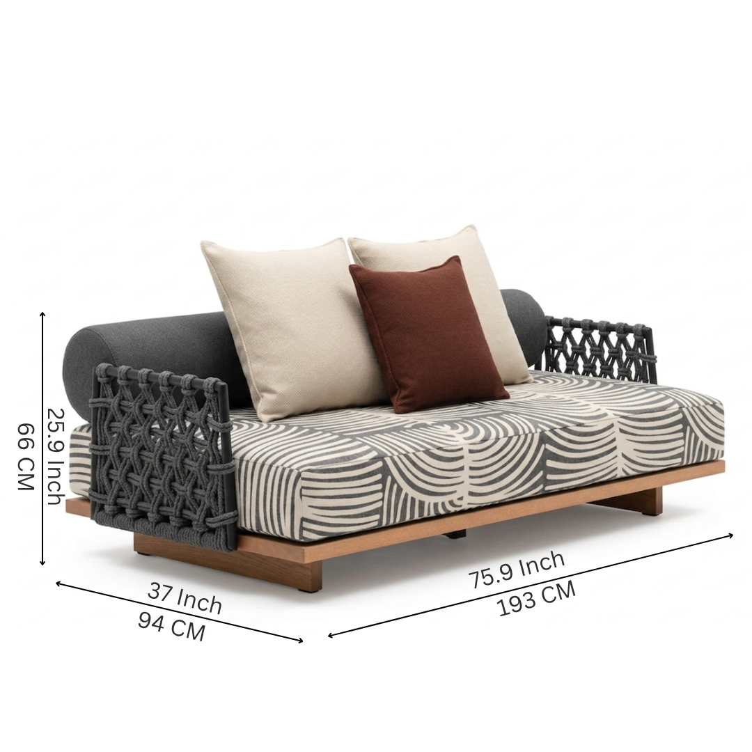 Kayan Modern Braided Daybed with Solid Wood Base