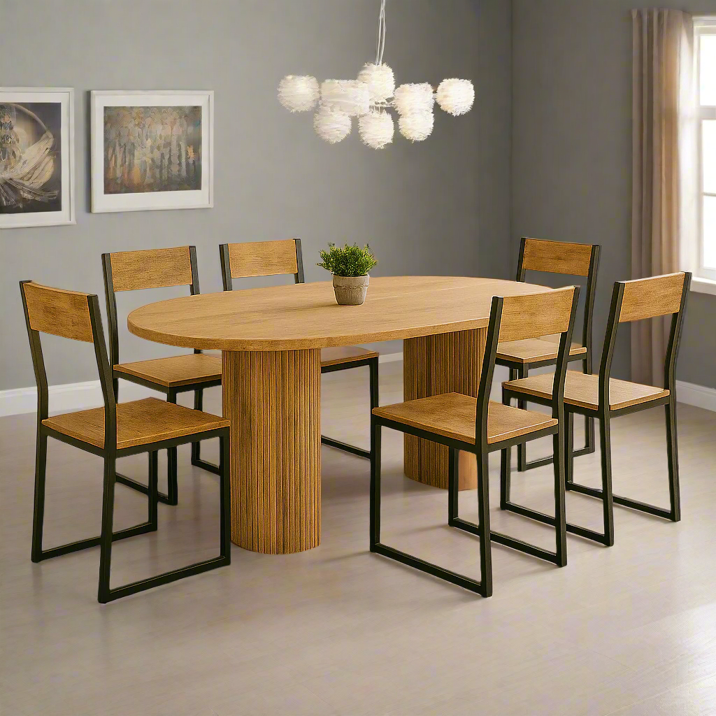 Rajsamand Furniture Wooden Dining Table With 6 Seater Chair