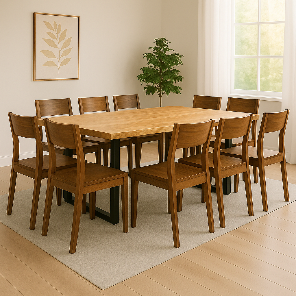 Live Edge Dining Table With 8 Seater Chair
