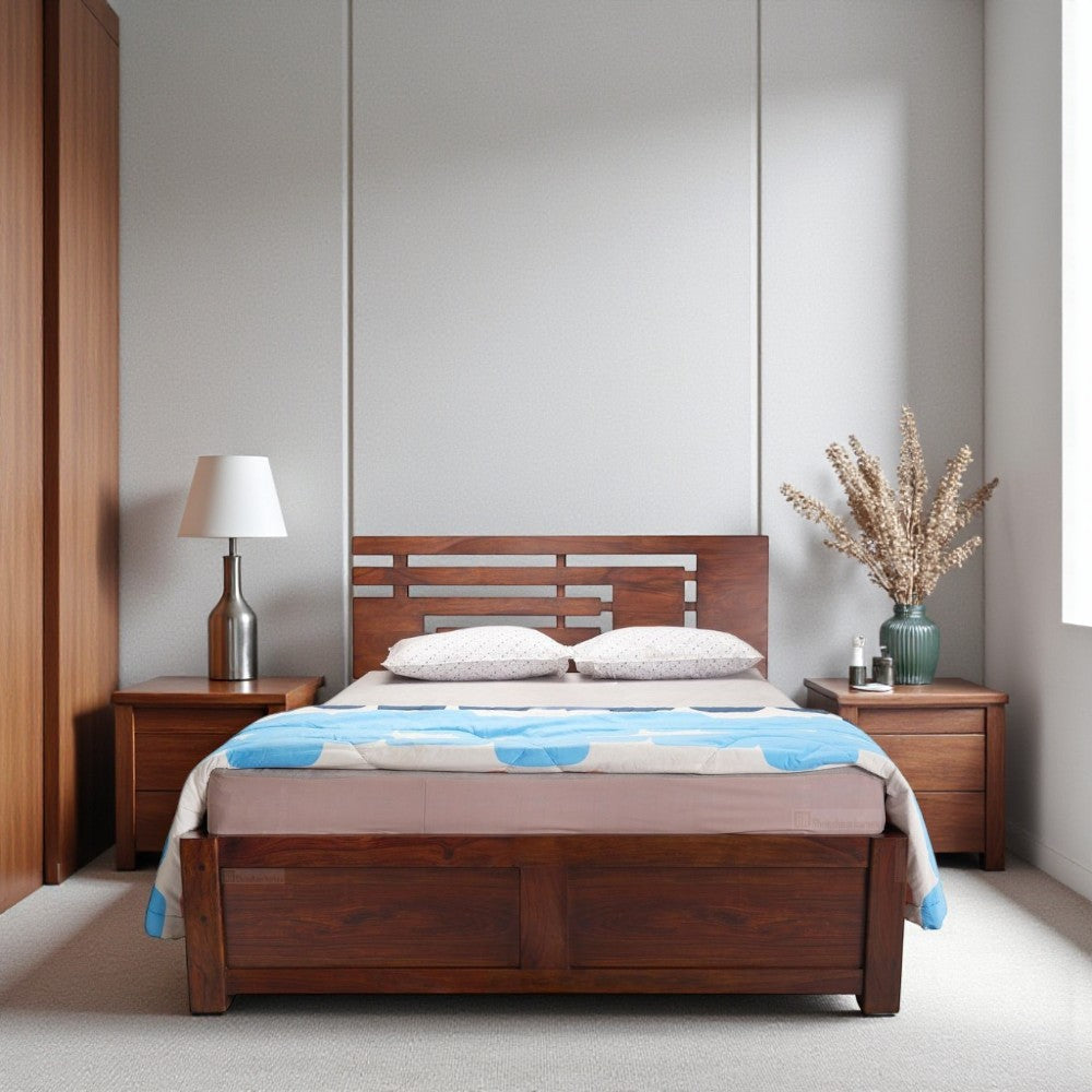 Urban Plank Wood Bed With Storage