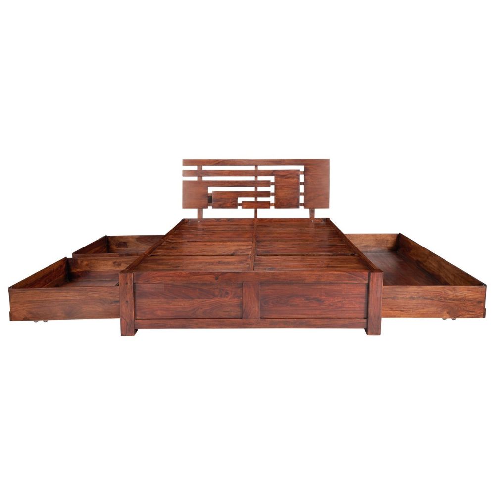 Urban Plank Wood Bed With Storage