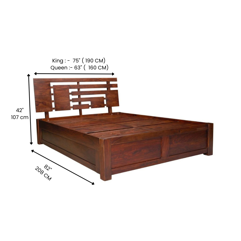 Urban Plank Wood Bed With Storage