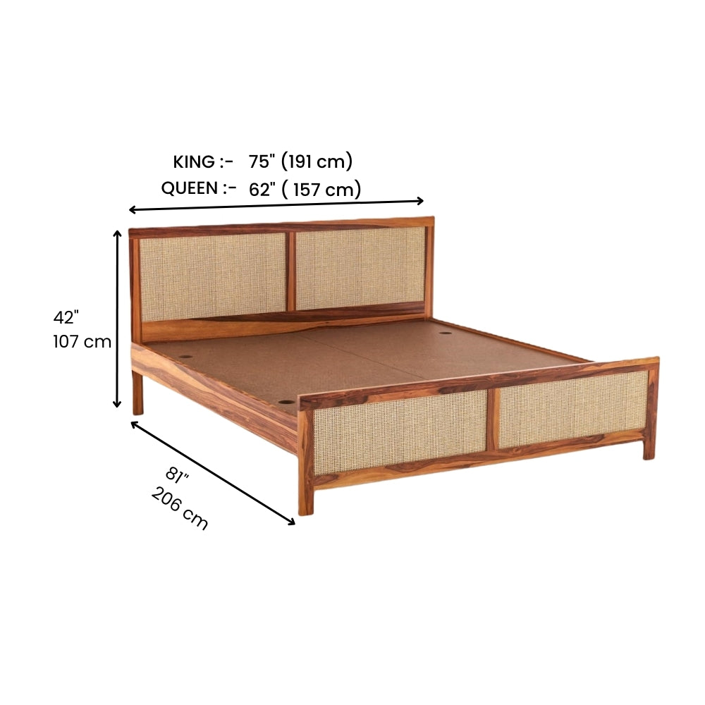 Loom Cane Wood Bed Without Storage