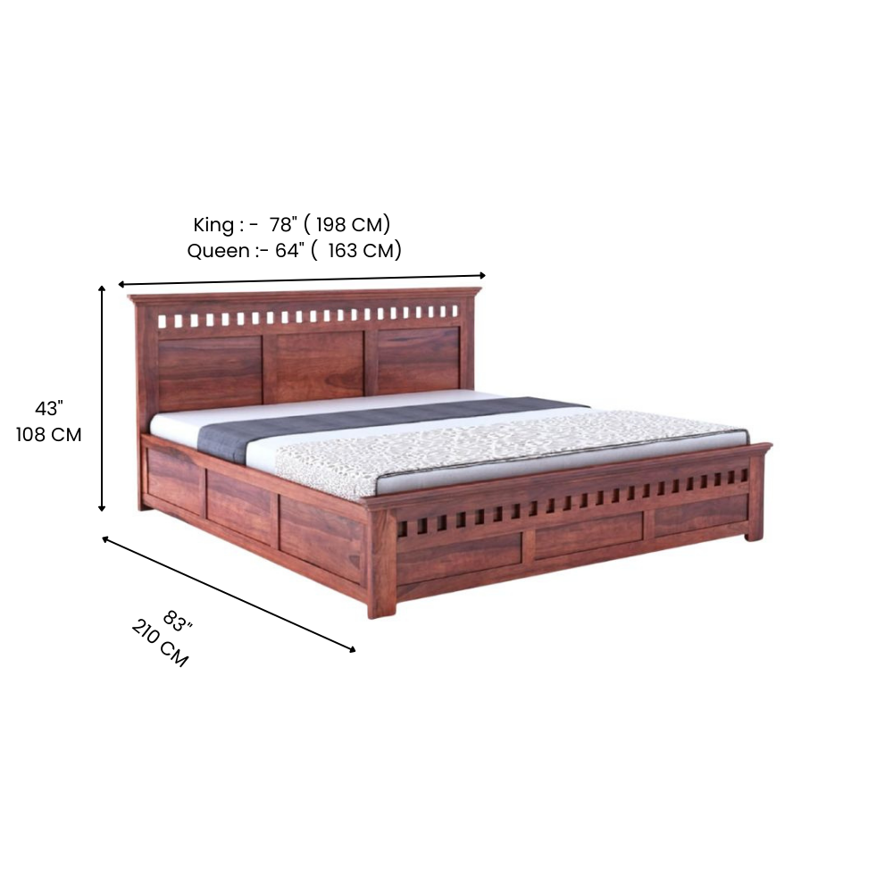 Zen Plank Wood Bed With Storage