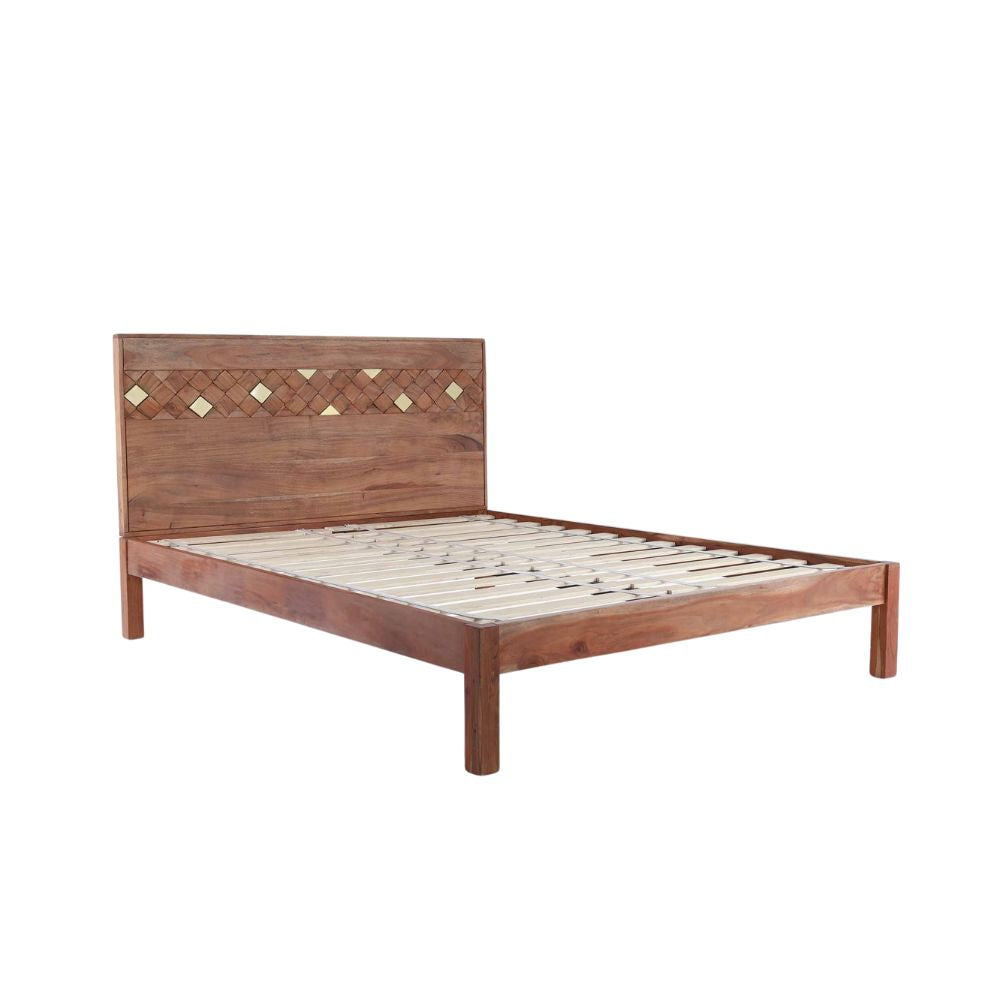 Elegant Acacia Wood & Plywood King Bed Featuring Rich Wood Grain, Durable Frame & Long-Lasting Performance – Classic Bedroom Furniture