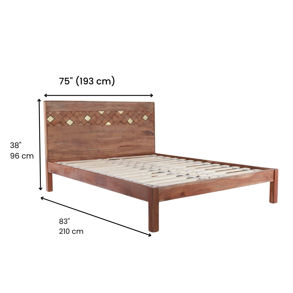 Elegant Acacia Wood & Plywood King Bed Featuring Rich Wood Grain, Durable Frame & Long-Lasting Performance – Classic Bedroom Furniture