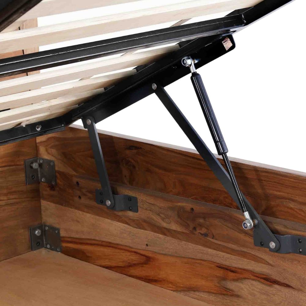 Acacia Wood Bed with Flat Panel Headboard – Natural Finish,