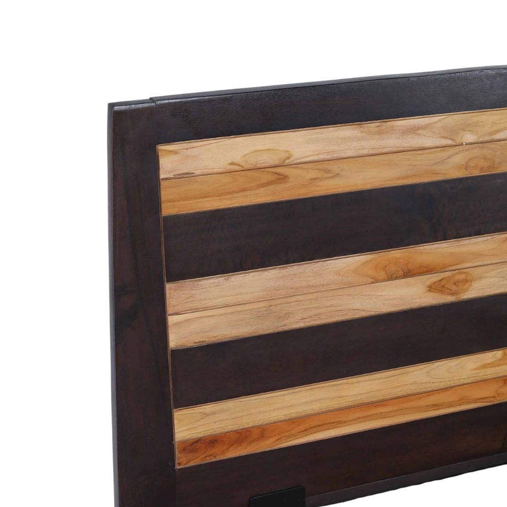 Acacia Wood Bed with Flat Panel Headboard – Walnut Finish