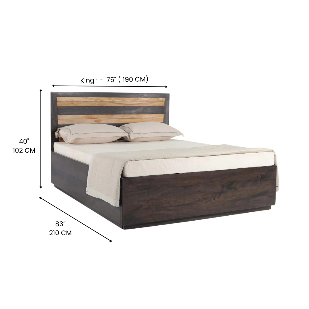 Acacia Wood Bed with Flat Panel Headboard – Walnut Finish