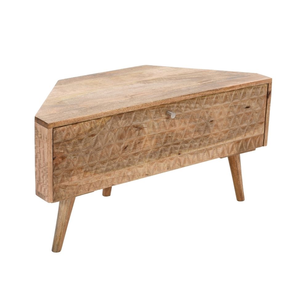Marlow Light Mango Wood Corner TV Stand