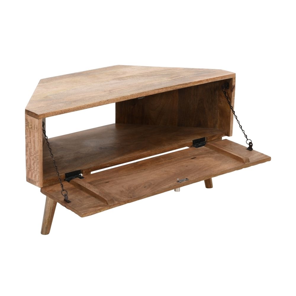 Marlow Light Mango Wood Corner TV Stand