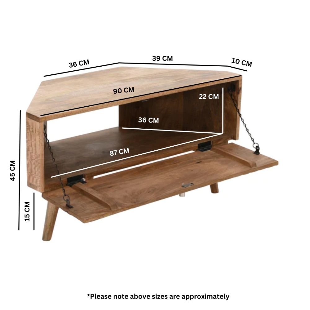 Marlow Light Mango Wood Corner TV Stand