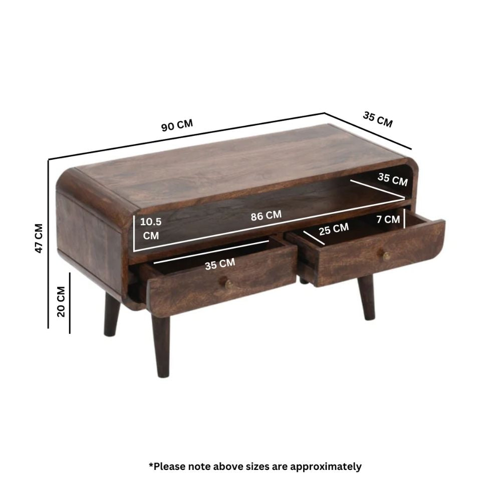 Franklin Dark Mango Wood TV Stand with 2 Drawers
