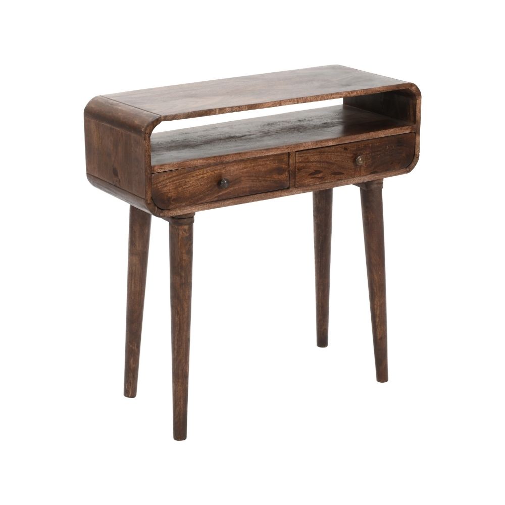 Franklin Dark Mango Wood Console Table with 2 Drawers