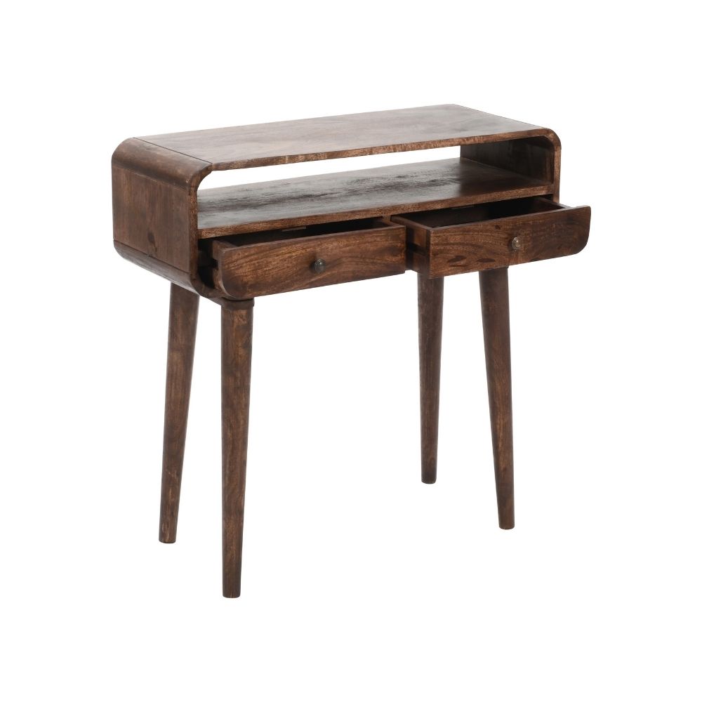 Franklin Dark Mango Wood Console Table with 2 Drawers