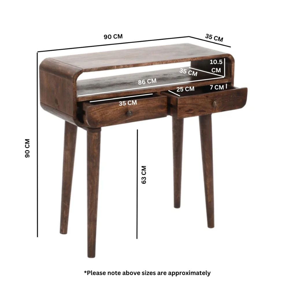 Franklin Dark Mango Wood Console Table with 2 Drawers