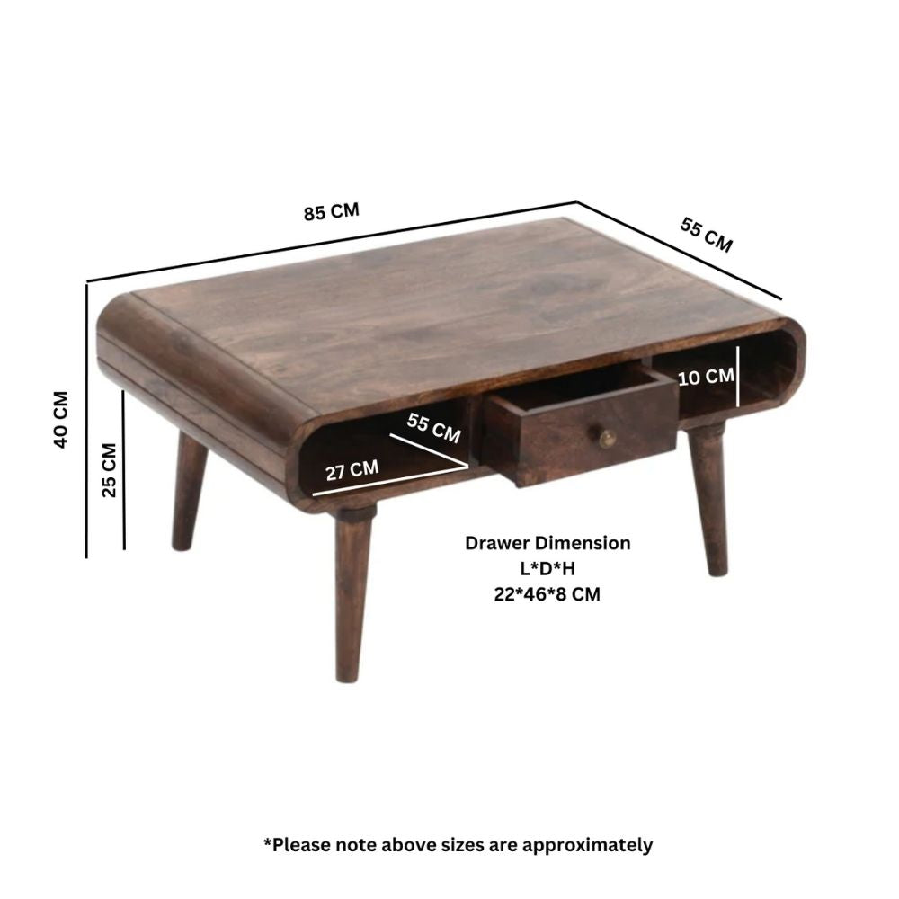 Franklin Dark Mango Wood Coffee Table with Drawer