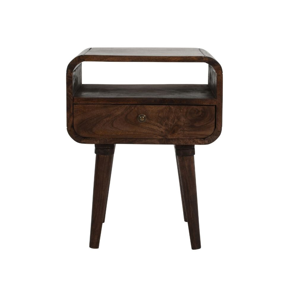 Franklin Dark Mango Wood Bedside Table with Drawer