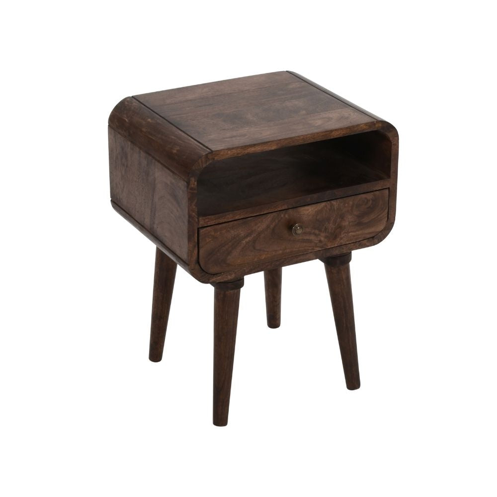 Franklin Dark Mango Wood Bedside Table with Drawer