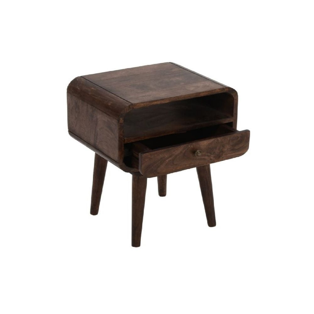 Franklin Dark Mango Wood Bedside Table with Drawer