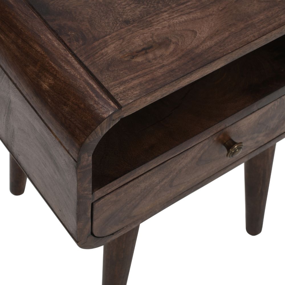 Franklin Dark Mango Wood Bedside Table with Drawer