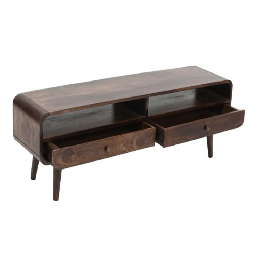 Franklin Dark Mango Wood Large TV Stand with 2 Drawers
