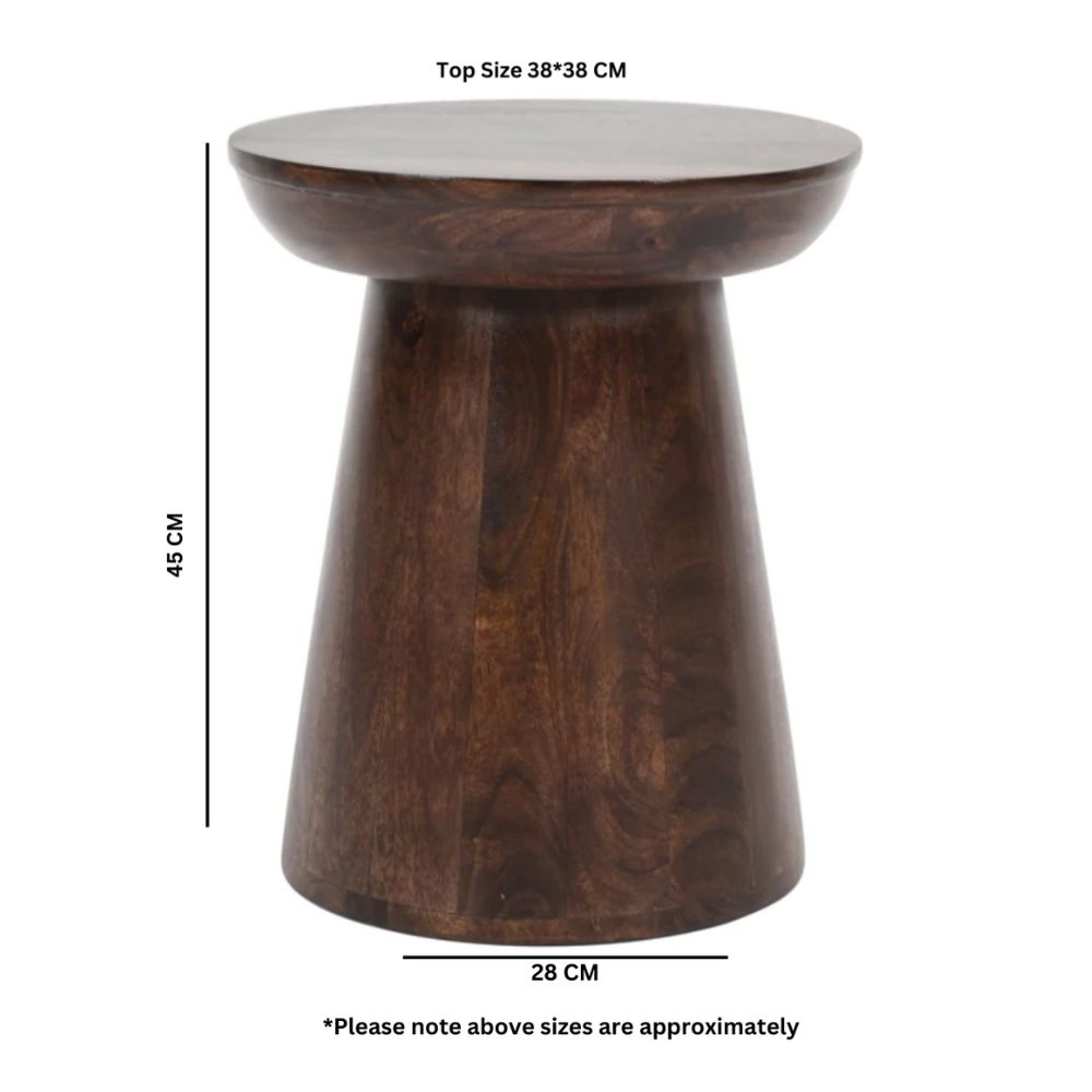 Natural Solid Dark Mango Wood Side Table