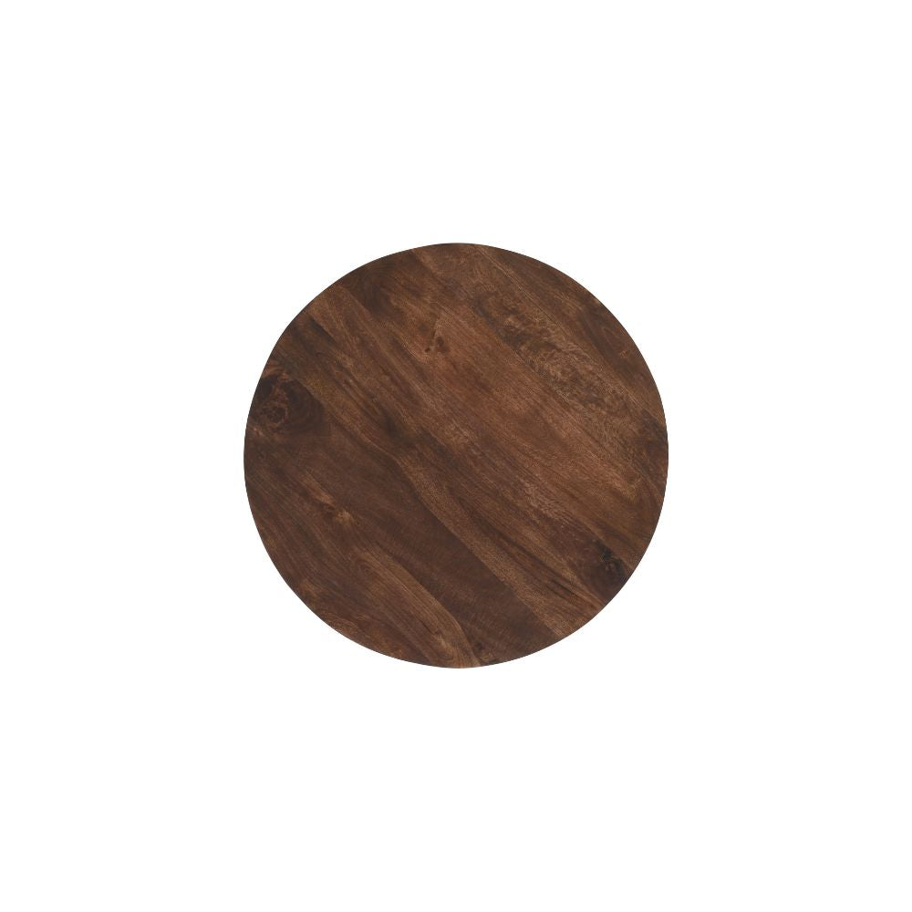 Natural Solid Dark Mango Wood Round Coffee Table