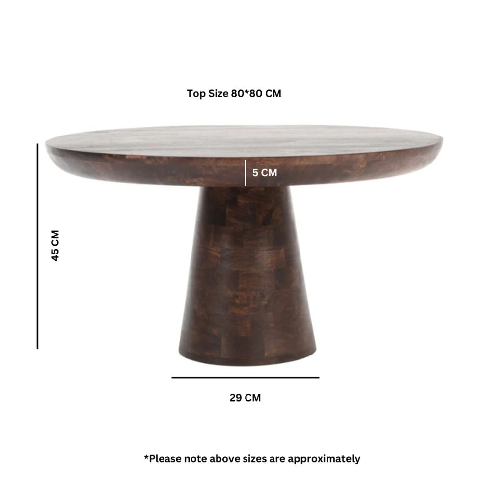 Natural Solid Dark Mango Wood Round Coffee Table