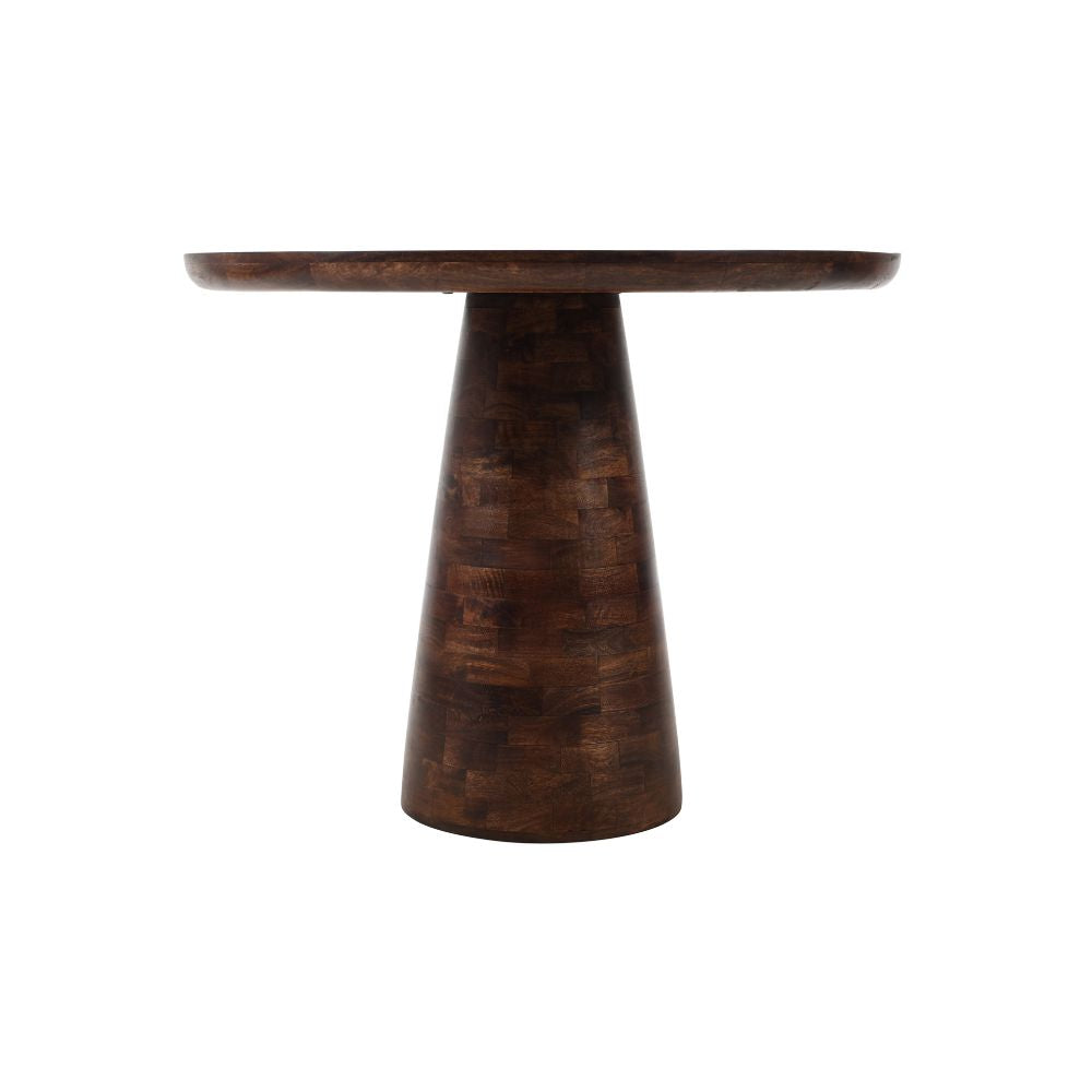 Natural Solid Dark Mango Wood Round Dining Table