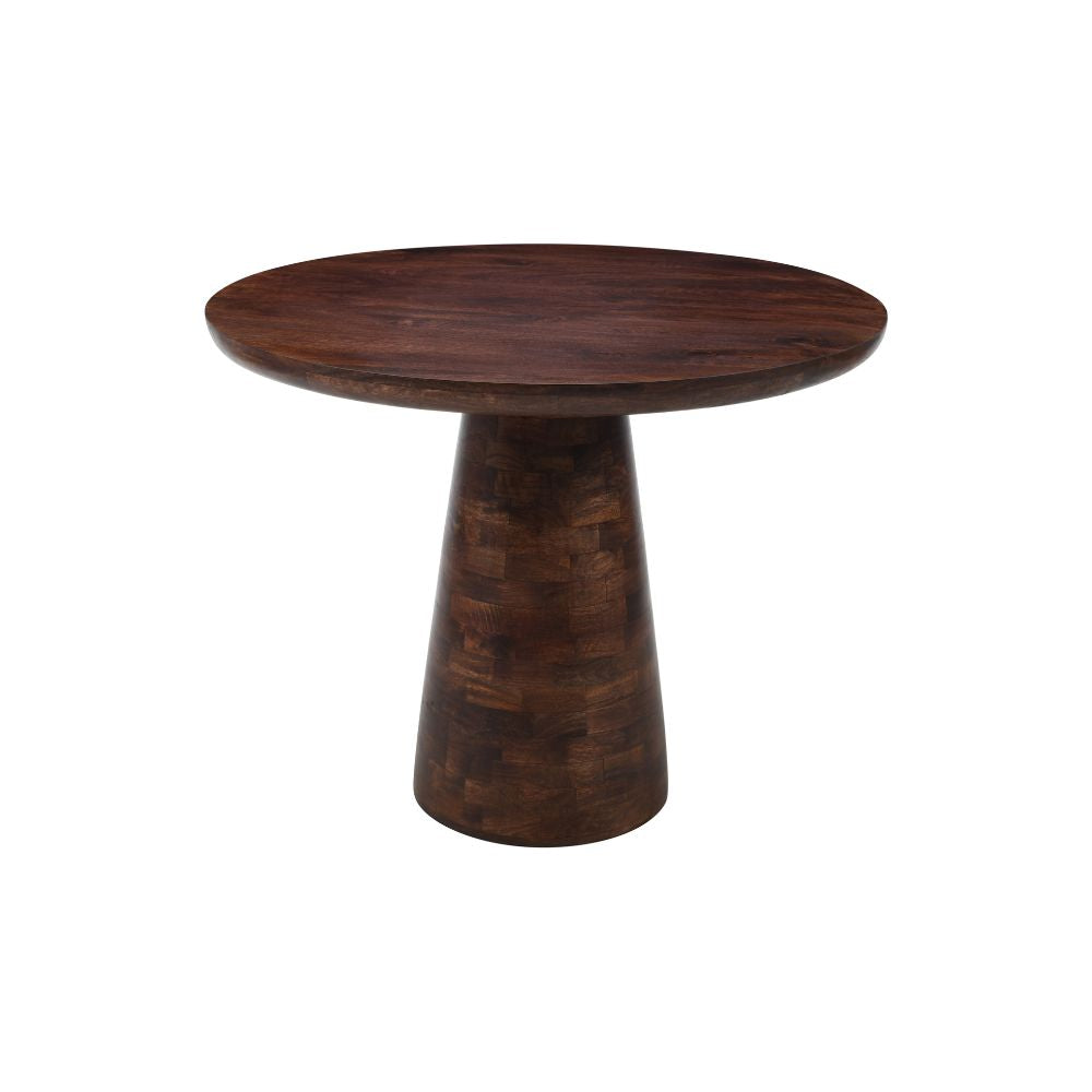 Natural Solid Dark Mango Wood Round Dining Table