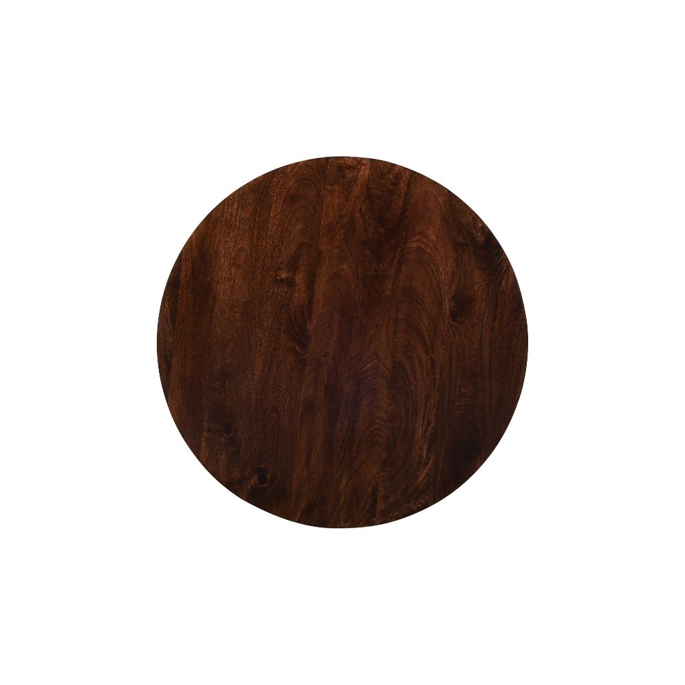 Natural Solid Dark Mango Wood Round Dining Table