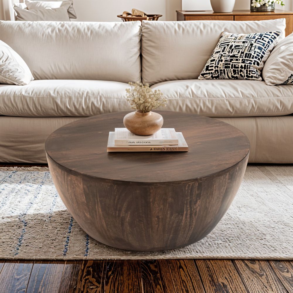 Natural Solid Dark Mango Wood Coffee Table