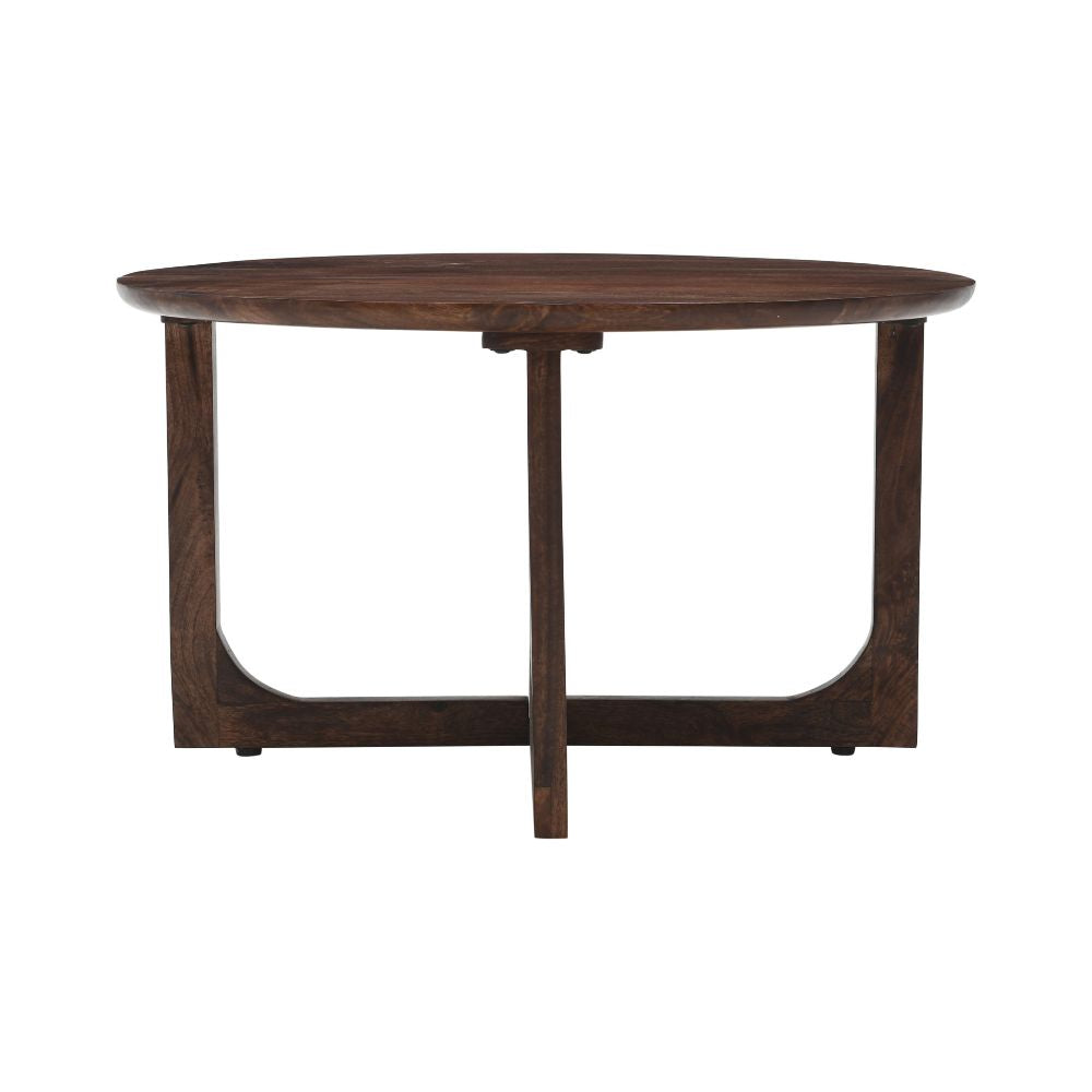 Natural Solid Dark Mango Wood Round Coffee Table