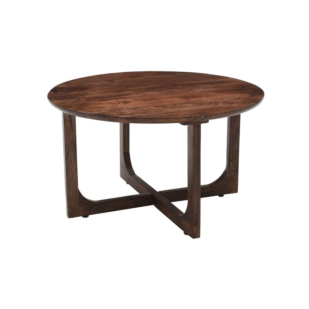 Natural Solid Dark Mango Wood Round Coffee Table