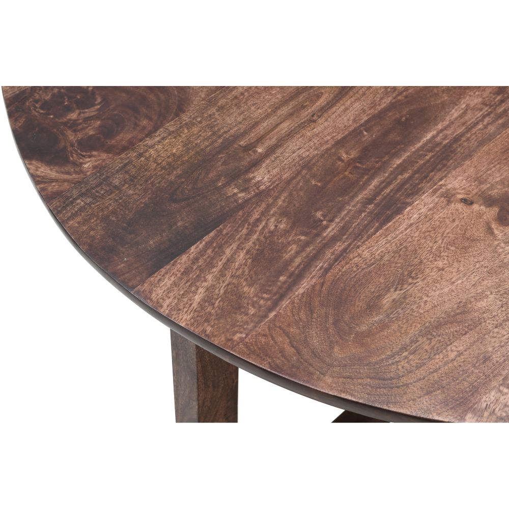 Natural Solid Dark Mango Wood Round Coffee Table