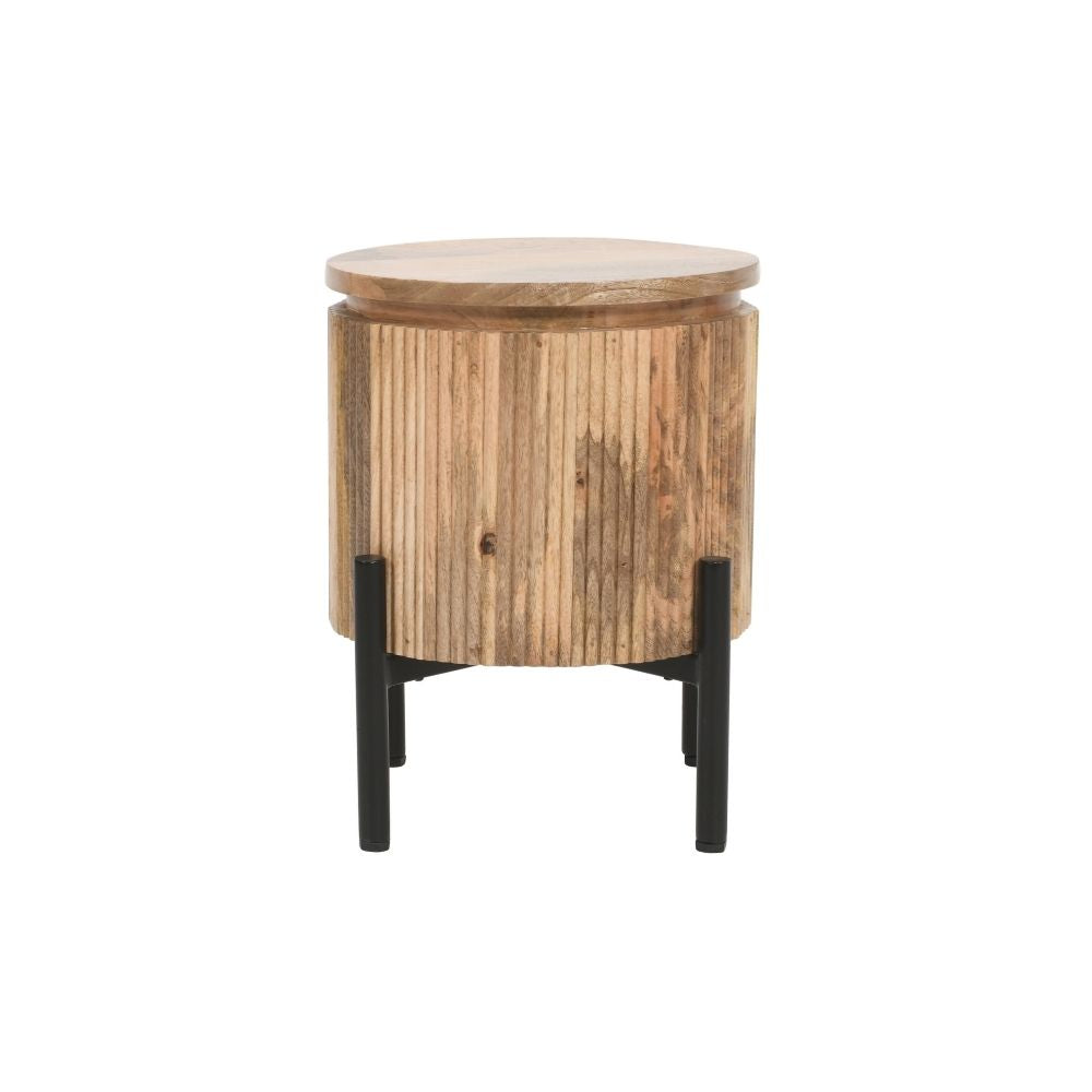 York Solid Wood Bedside Table with Metal Legs