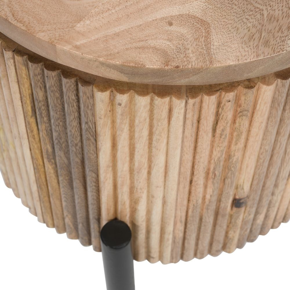 York Solid Wood Bedside Table with Metal Legs