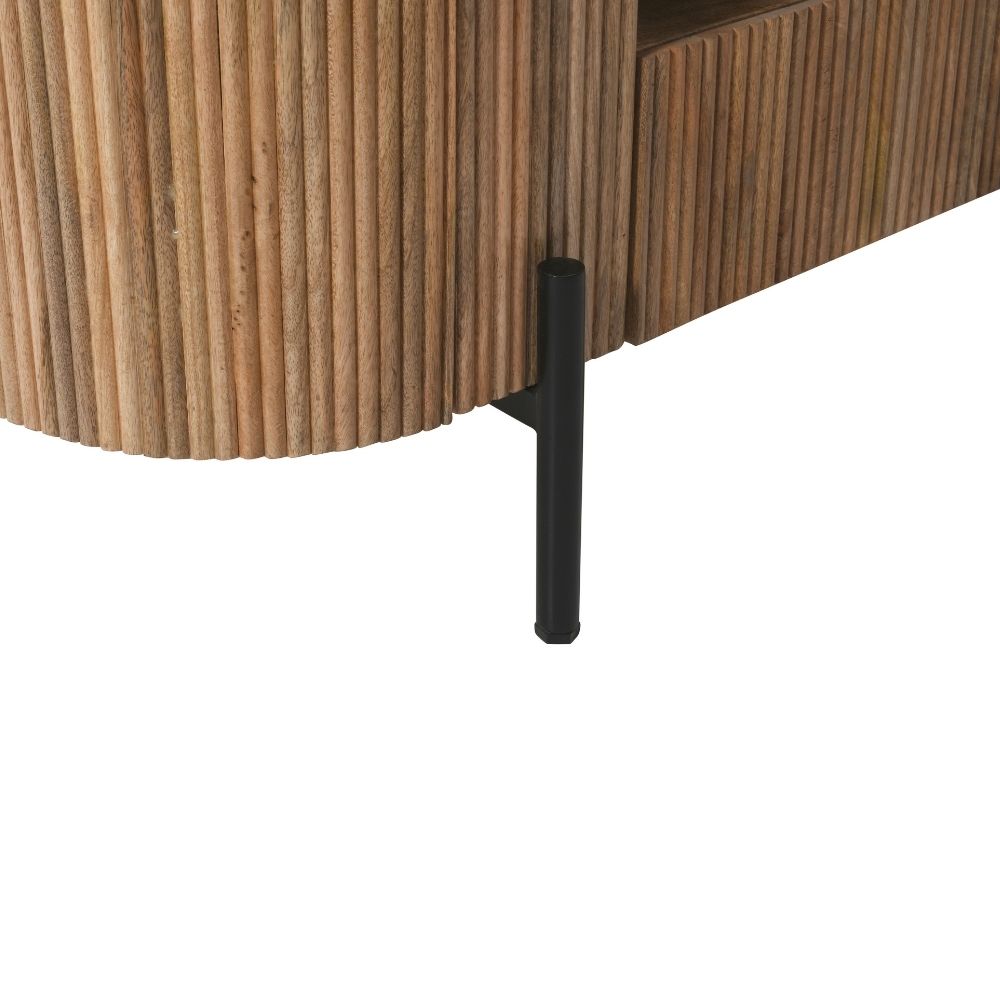 York Natural Solid Wood Tv Cabinet With Metal Legs
