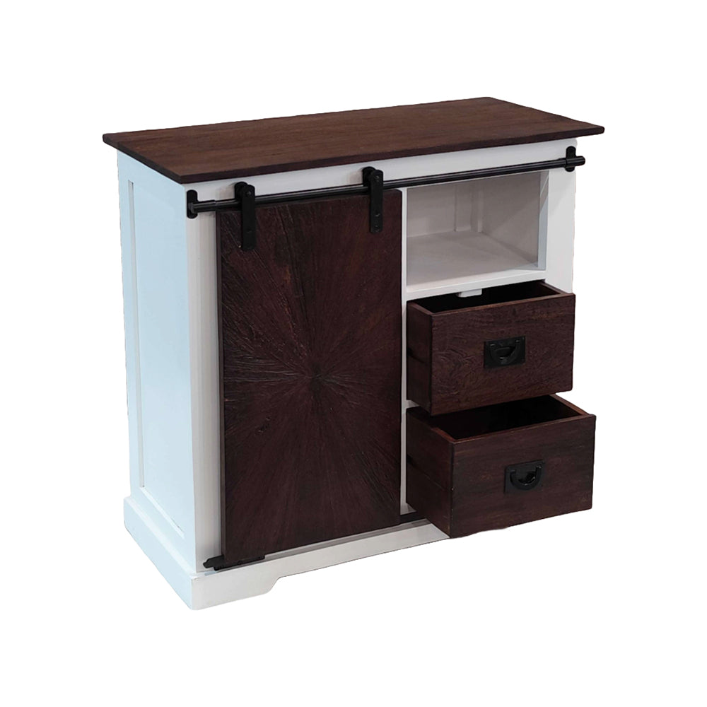 Reclaimed Wood Sliding Door Sideboard With 2 Drawer & 1 Sliding Door