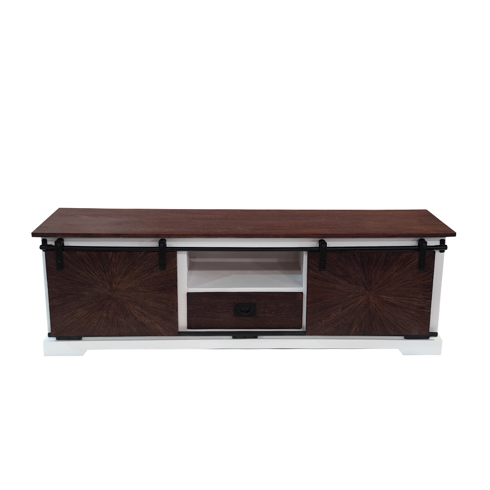 Reclaimed Wood Sliding Door Tvc With 1 Drawer & 2 Sliding Door