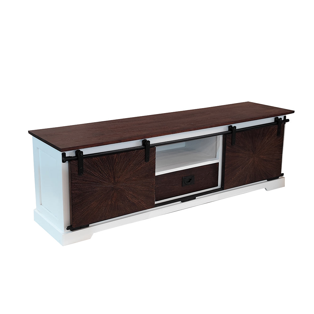 Reclaimed Wood Sliding Door Tvc With 1 Drawer & 2 Sliding Door