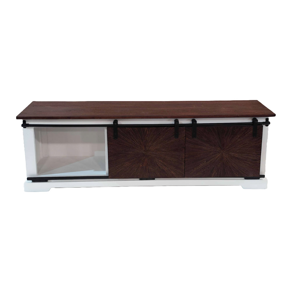 Reclaimed Wood Sliding Door Tvc With 1 Drawer & 2 Sliding Door