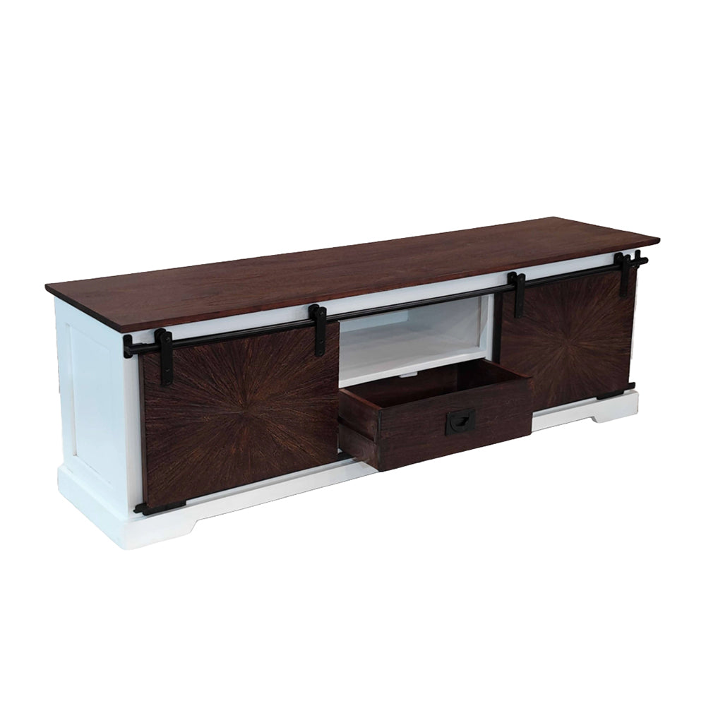 Reclaimed Wood Sliding Door Tvc With 1 Drawer & 2 Sliding Door